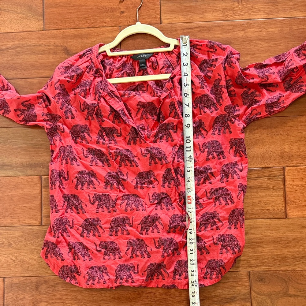 J. Crew Red Elephant Pattern Blouse Kids size 12 - Picture 7 of 7